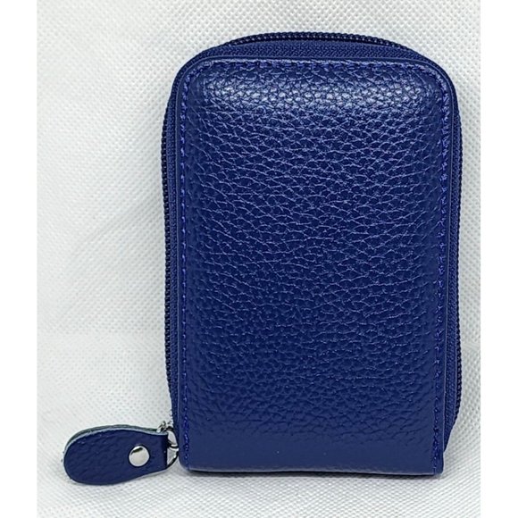Unisex Credit Card Wallet With Zipper, Genuine Leather RFID Credit Card Holder - Picture 2 of 16